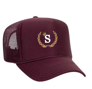 Burgundy & White S logo